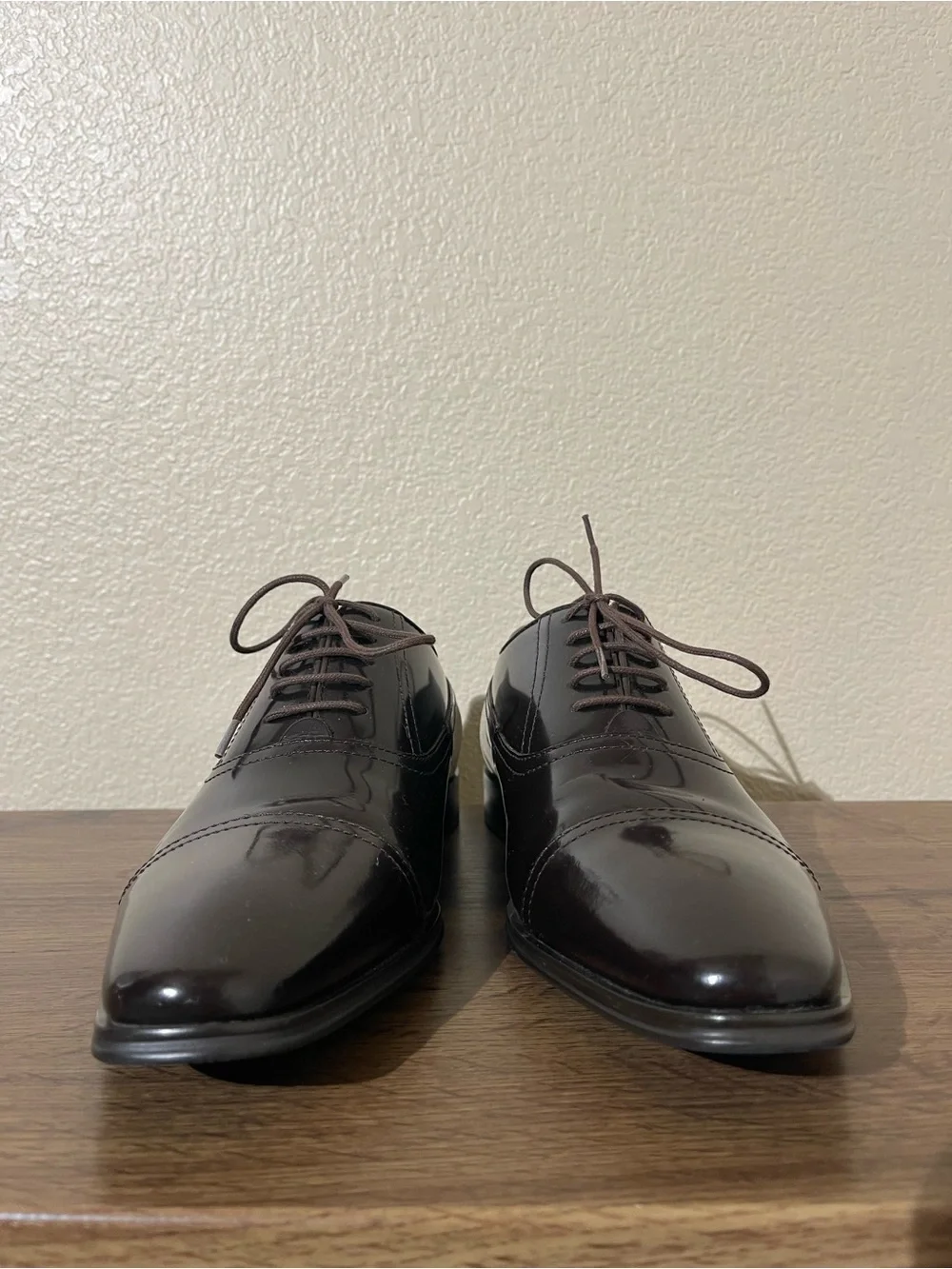 Versace Collection Men's Shiny Dark Brown Cap-Toe Oxfords